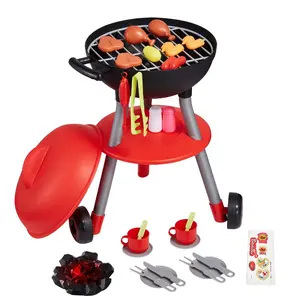 VEVOR Kids BBQ Grill Toy Set with Pretend Smoke Sound Light, Play Food Kitchen Toy Accessories, Interactive Toddler BBQ Camping Cooking Barbecue Playset for 2 3 4 5 6 Year Old Girl Boy Birthday Gift