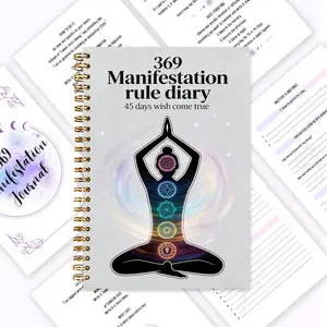 369 Manifestation Journal, 45-Day Wish Fulfillment Planner, Universal Energy Law of Attraction, 7 Chakras Yoga Human Figure Cover Design, Daily Gratitude Journaling, Self-Care, Inner Strength Awakening, Spiritual Growth & Dream Come True Diary, Law of Att
