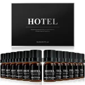 Hotel Essential Oils Set (12×5ml) - Natural Fragrance Oils for Diffuser Candle Soap Making Aroma Perfume Scented Liquid Incense Aromatherapy Oils