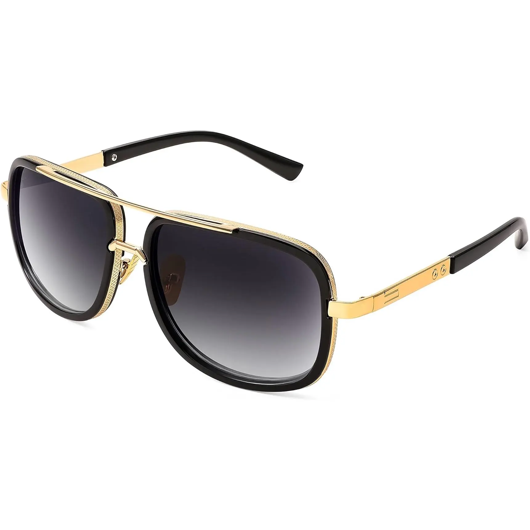 FEISEDY Retro Trendy Sunglasses Women Men Classic Vintage Square Sunglasses 70s Large Metal Shades B2321