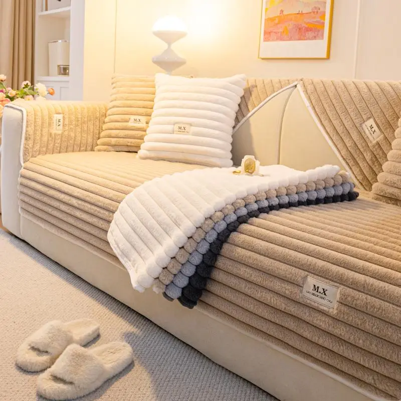 Solid Color Plush Sofa Cushion, 1 Count Simple and Modern Style Washable Sofa Slipcover, Durable Cushions, Anti Slip Sofa Pad for Bedroom, Living Room, Home Decoration, Soft Decorative Sofa Protector, Reusable Couch Protector