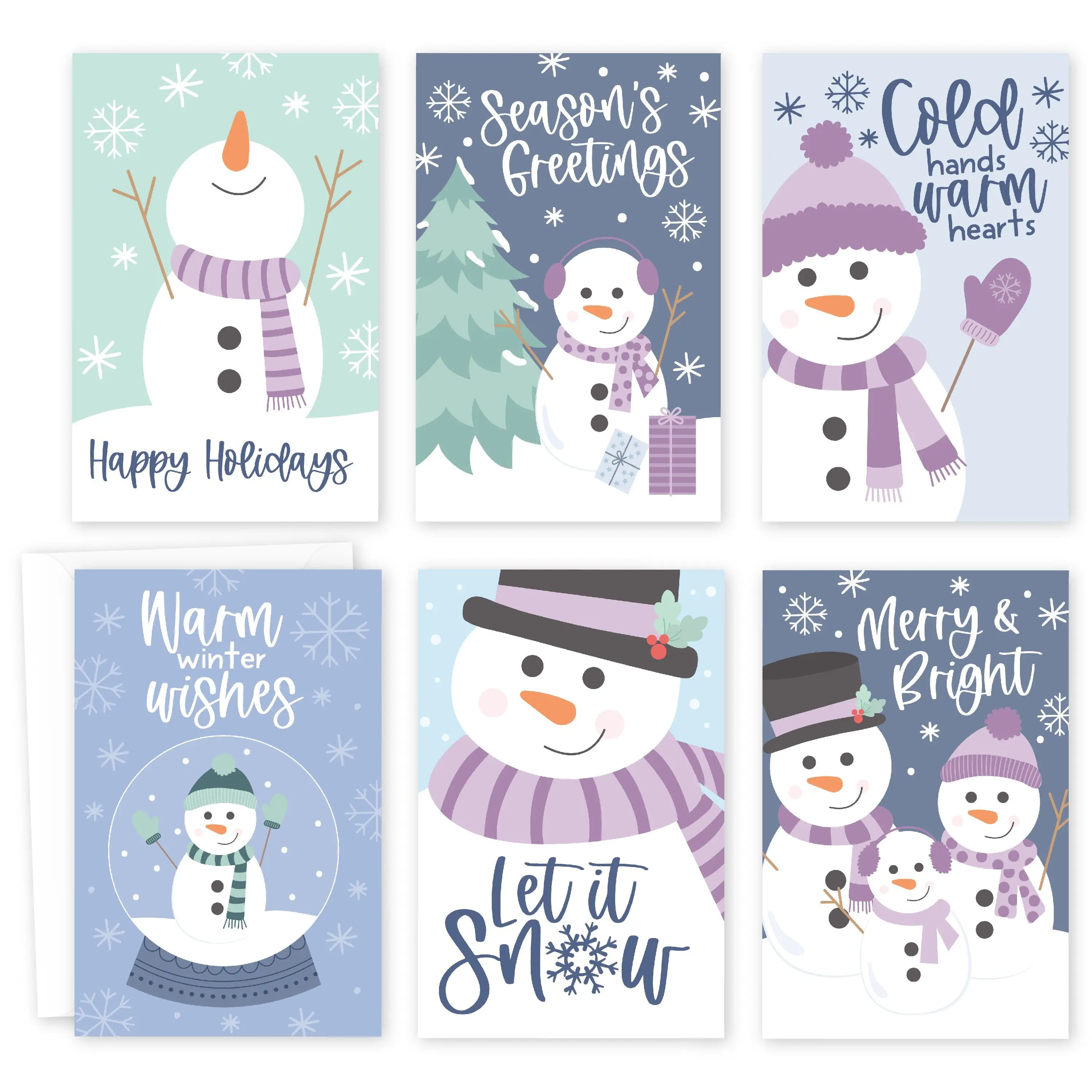 Hadley Designs Winter Holiday Cards Set of 24 Cards & Party Pastel Color Christmas Greeting Cards with Envelopes 4x6 Inches Blank for Personalized Messages Made in USA