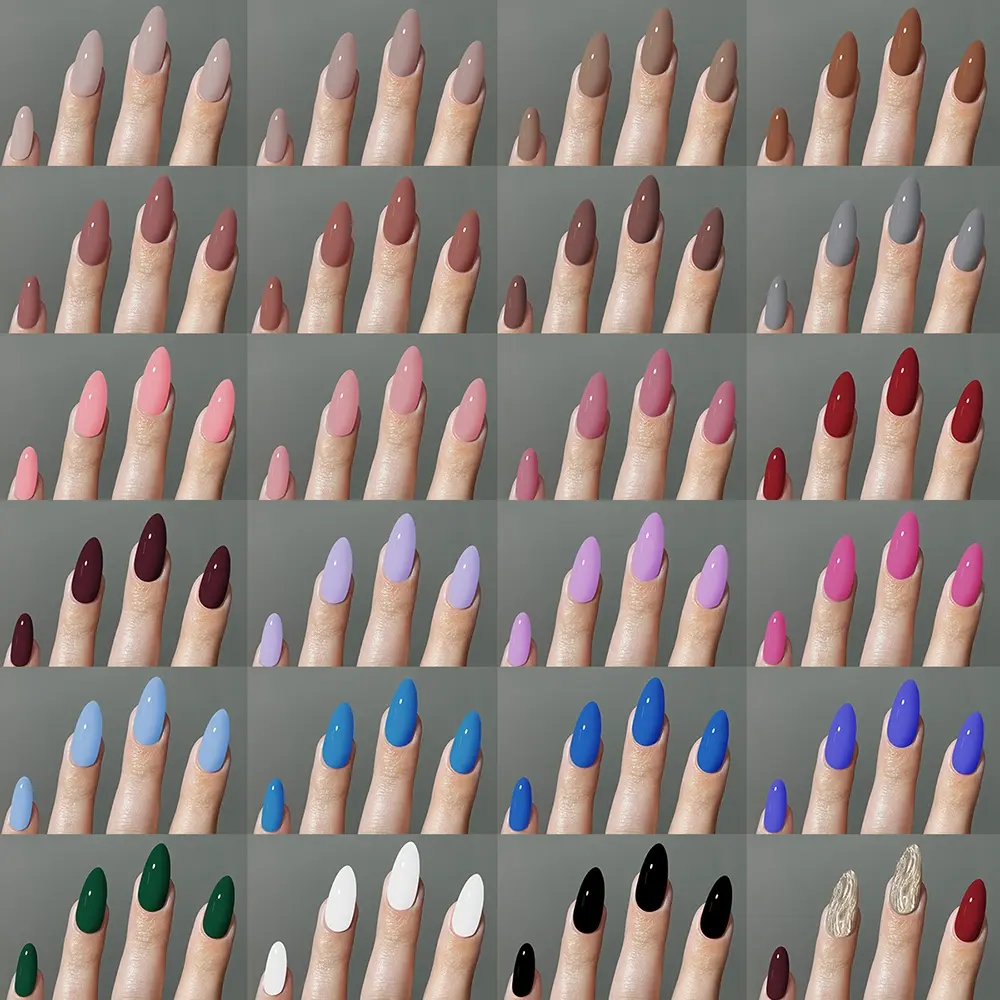 283pcs Almond Nail Tips Set, Almond Fake Nails, Nail Art, Nail Design, Medium Length Glossy Finish, Autumn Winter Macaron Colors, Includes Storage Box, Ideal for Women and Girls, Wedding Nails