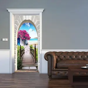 3D Flower Pattern Door Sticker, Self-adhesive Wall Sticker, Removable Home Decor Sticker, Wall Decor for Home Living Room Bedroom