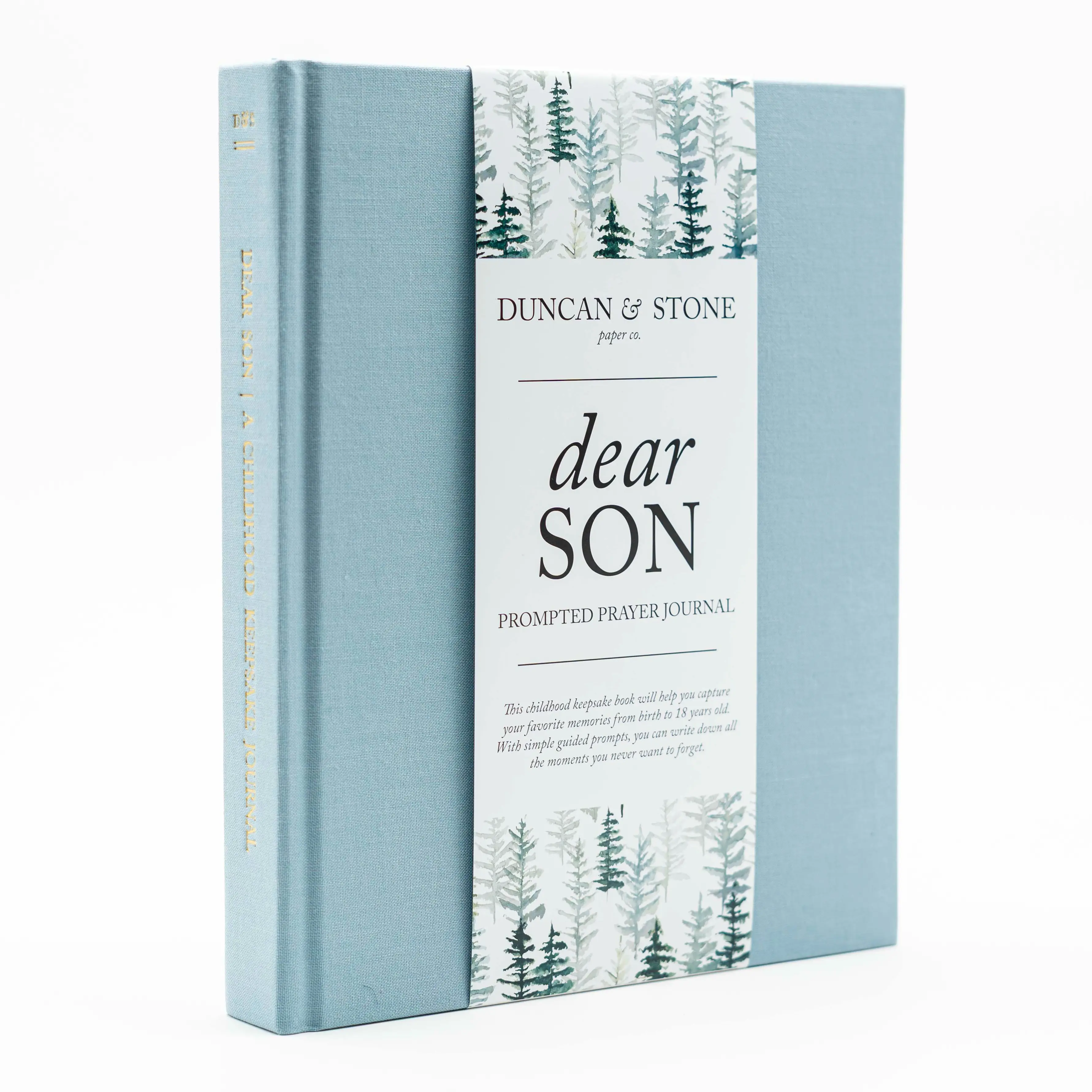 DUNCAN & STONE Dear Son: Prompted Baby Memory Book (Blue, 230 Pages) with Guided Journal and Prompts for 18 Years - Journaling