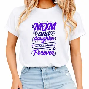 Mom & Daughter Best Friends Forever Women Crew Neck T-shirts White High Quality Gifts Everyday and Weekend Wear Regular Fit, Everyday Comfort, Comfortable Casualwear, Urban Style Wearable Year-round Mother's Day Gift