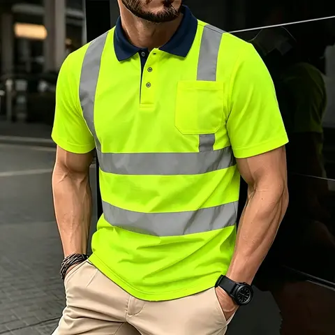 Reflective T-Shirt, High-Visibility Reflective Clothing At Night, Breathable Construction Site Reflective Polo Shirt, Reflective Clothing