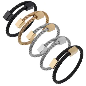 1pc/lot 60mm Creative Stainless Steel Wire Opening Bracelets With Square Head For Charms Bracelets Fashion Jewelry Gifts