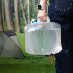 1 Pc Foldable Camping Water Bag, 10L/20L Large capacity, Food Grade Plastic Material, Portable and Ultra-Practical, Outdoor Essential, Replace Heavy Buckets!
