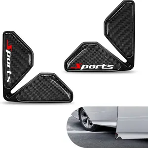 Car Door Corner Protector Edge Guards, Carbon Fiber Decorative Antiscratch Anticollision Buffer Pad, Embedded Selfadhesive Soft Protective Cover, for Most Cars (Black#Sports)