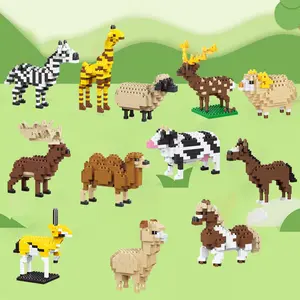 Cartoon Animal Building Blocks Set, DIY Creative Educational Toy Models, Home Decor Desktop Ornaments, Halloween Christmas Gifts for Kids, Block Figures, Building Block Sets