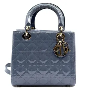 Pre-owned Dior Leather Tote Bags CALUXB Patent Cannage Small Lady Dior