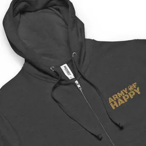 Brick Logo Fleece Zip-Up Hoodie | Warm Mid-Weight Zip Hoodie | Army of Happy
