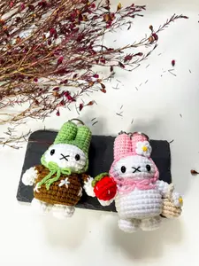 Handmade Crochet Miffy Bunny Keychain, Handmade Amigurumi Crochet Bag Charm, Cute Amigurumi Bag Charm, Cute Gift for Her