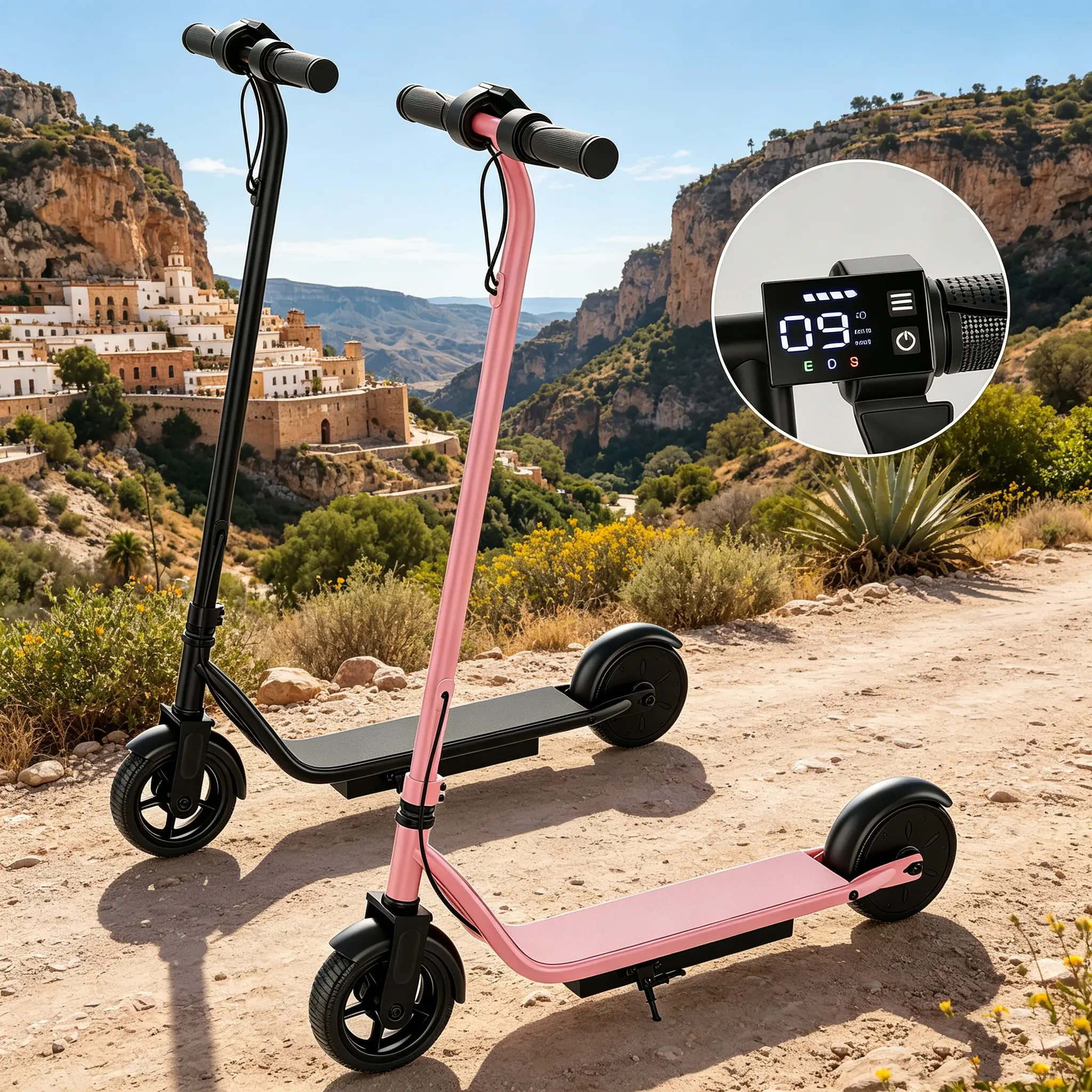 Premium Kids Motorized Ride-On Scooter, Powerful Motor, 3 Adjustable Speed Modes, 6.5-Inch Solid Tires, Safe Stable Easy-to-Ride for Boys & Girls Daily Outdoor Fun, Motorized Scooters, Ride-On Scooters