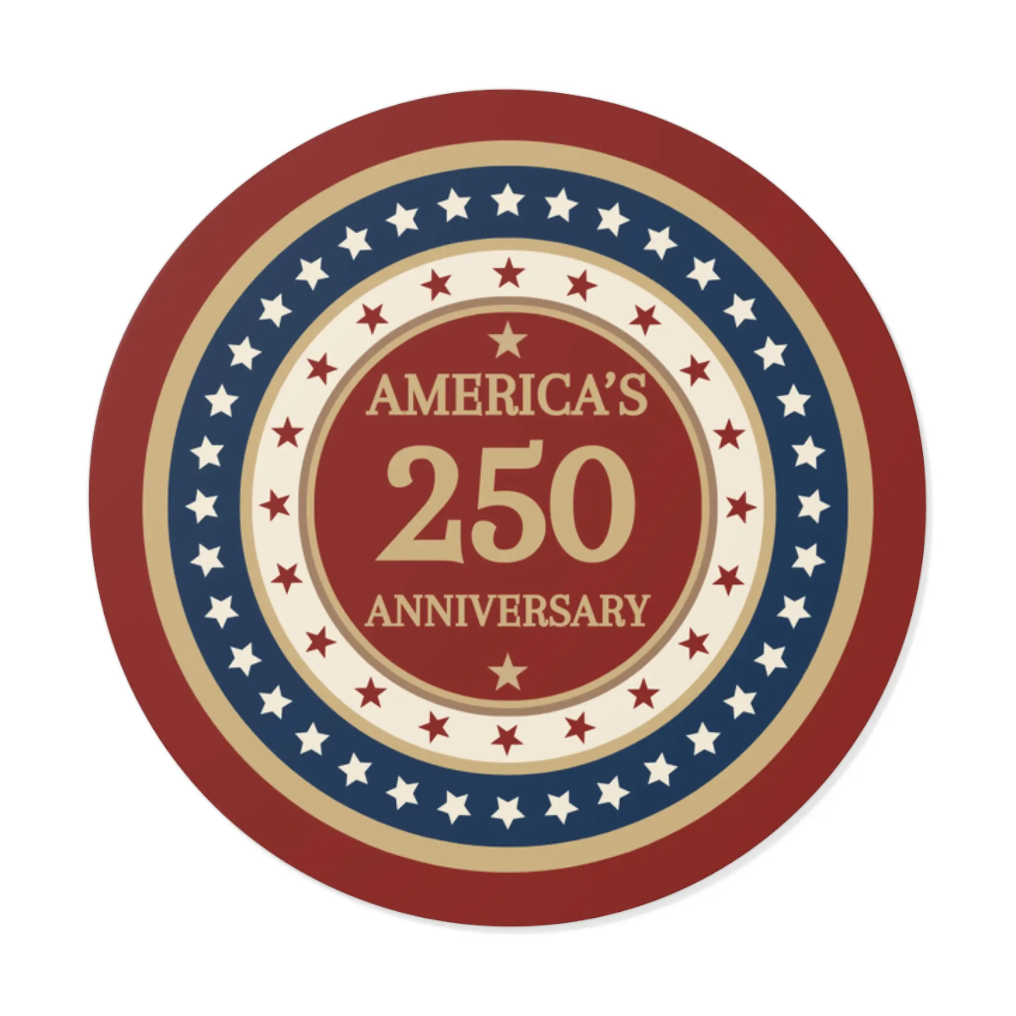 Vintage American Round Vinyl Stickers for Celebration, 250th Anniversary - Patriotic Decal Set, USA Bicentennial Labels, Retro American