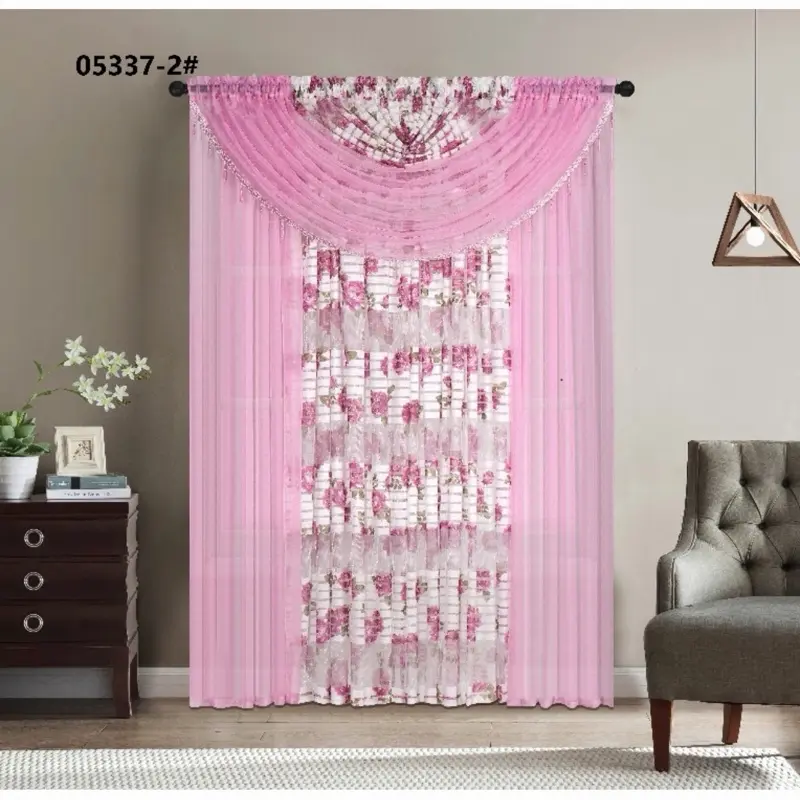 Coco santi 12 Sheer Curtains 05337-2# Pink Floral Design for Elegant Home Decor Coco santi 12 Sheer Curtains 05337-2# Pink Floral Design for Elegant Home Decor