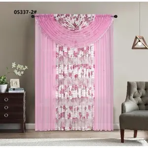 12 Sheer Curtains 05337-2# Pink Floral Design for Elegant Home Decor