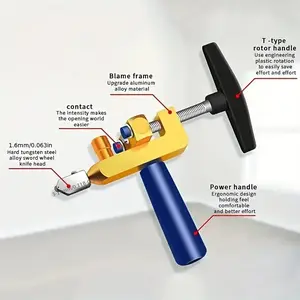 2-in-1 Glass & Tile Cutter with Diamond Rollers - Precision Opening Tool for Interior Renovation, Polishing & Waterproofing, Easy to Use on Glass, Mirrors, Ceramic Tiles & Glazed Tiles, Tile Cutting Tools|Functional Tools|Metal Structures, Tile Tools