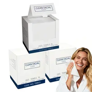 Disposable Face Towel Biodegradable Large Dry Wipes 50 Count/Box Extra Thick Soft Clean Facial Towels for Sensitive Skin, Makeup Removing, Cleansing, Nursing, Travel tablet