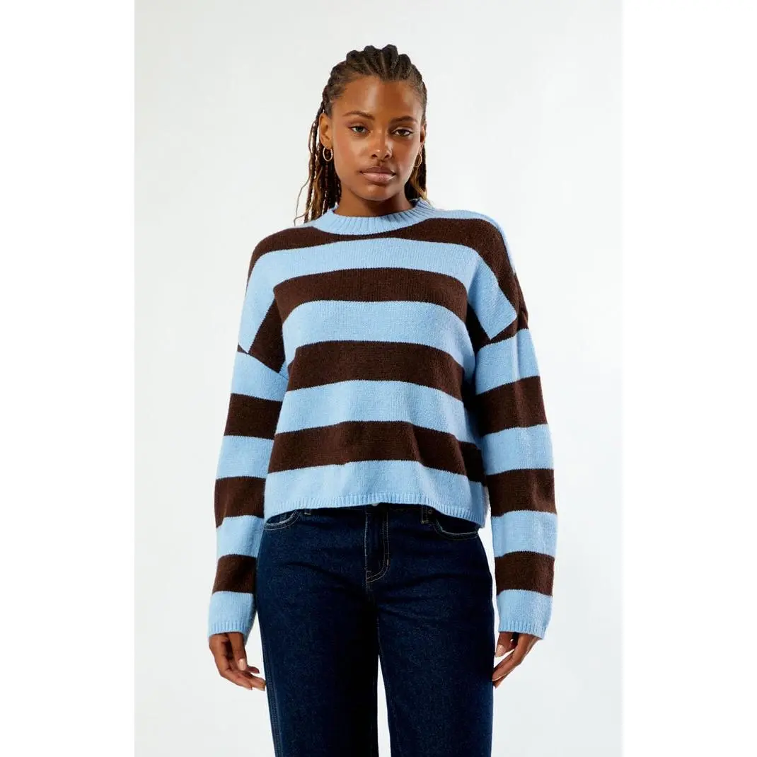 LA Hearts Women's Striped Cozy Crew Neck Sweater LA Hearts Women's Striped Cozy Crew Neck Sweater