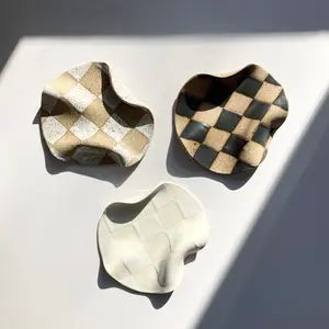 Wavy checker trinket dish / spoon rest / jewelry tray