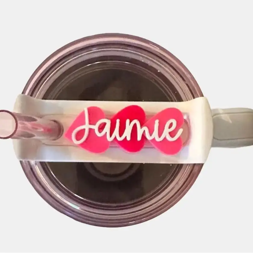Customized Tumbler Topper for Quencher H2.0 Cups with Hearts and Name