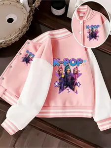 Comfortable and fashionable toddler girl's baseball top with color block design