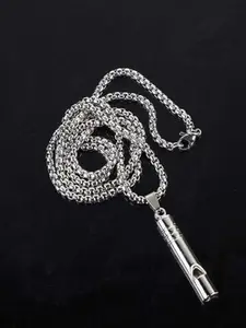 Emergency Survival Whistle Necklace Pendant, Stainless Steel Punk Whistle for Outdoor Hiking Camping, Durable and Reliable Accessory