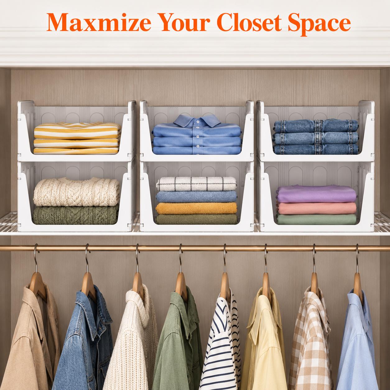Lifewit Stackable Closet Organizers & Storage Bins for Clothes, Sweaters & Pants, Space-Saving Shelf Organizers for Bedroom, Dorm, RV & Pantry backtoschool