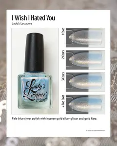 I Wish I Hated You - Blue Nail Polish Gold Shimmer Silver Glitter | Vegan | Cruelty Free | 21-Free