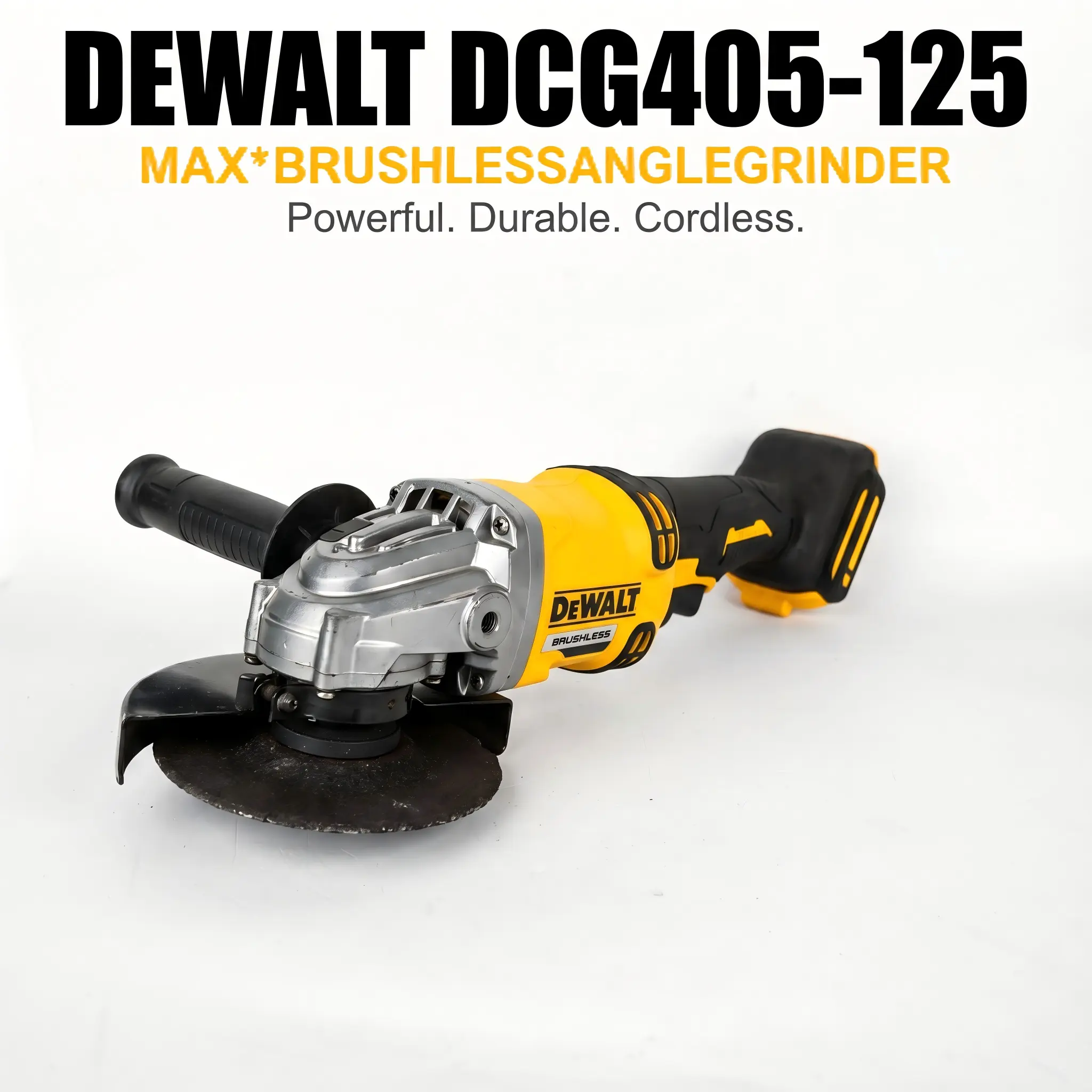 DEWALT DCG405-125 No Cord Cordless Angle Grinder - 800W Equivalent Power, M14 Spindle, 125mm Disc, Side Switch, No Hassle, Built for Metal & Masonry Work, for Job Sites Industrial Users, No Cord, No Hassle, Surface Prep