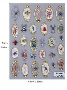 Insect Nail Art Stickers 3D Nail Decals Manicure Decoration for Women and Girls