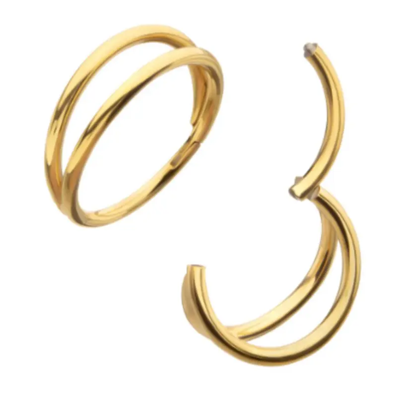 Invictus 18G 24K Gold PVD Double Titanium Hinged Hoop