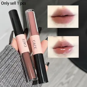 Dual-Head Lip Gloss Powder Heart Shape, Matte Finish Smooth Texture, Non-Clogging Highlighting Lip Balm, Perfect Cosmetic Makeup Accessory