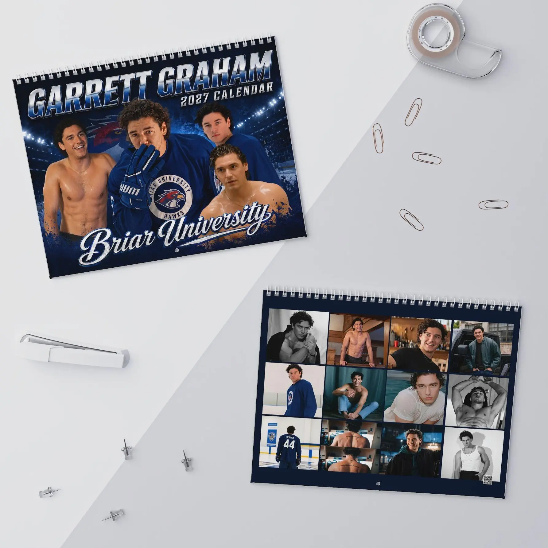 Off Campus 2027 Wall Calendar | Garrett Graham Dean Di Laurentis Inspired Wall Decor | Briar U Hockey Romance Monthly Planner fo Readers