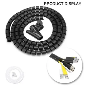 2m Cable Organizer Universal Flexible Spiral Wire Protector, Computer Data Line Protection Tube Clip, Desktop Neat Management Tool