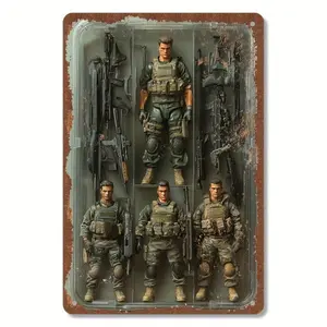 Special Forces Doll Set with Various Weapons & Equipment, Military Theme Decorative Prints for Living Room, Bedroom, Office