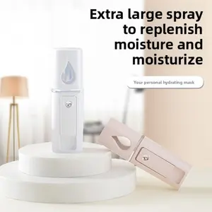 Mini Facial Steamer with Nano Mist & Visual Water Tank, USB Rechargeable Cool Mist Sprayer with Night Light