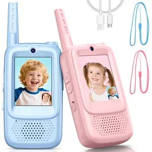 Video Walkie Talkies for Kids, 2 Pack Rechargeable with Screen and 4 Voice Changers, Gifts for Boys Girls Ages 3-12, Indoor Outdoor Toys for Family Games Camping