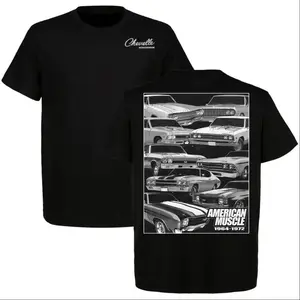 Chevelle "American Muscle" 1964-1972 Classic T-Shirt 100% Combed Cotton Heavyweight Tee for Car Enthusiasts Full Size Full Color USA Made Casual Wardrobe Essential