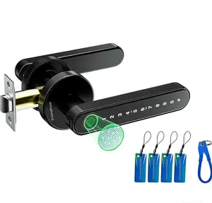 Smart Fingerprint Door Lock (App-Controlled) — Keyless Entry Lock (with Digital Keypad & Handle) — Digital Electronic Biometric Smart Lock for Bedrooms — Keyless Door Handle — A Perfect Choice for a Spring Refresh home office hotel motion detection lever