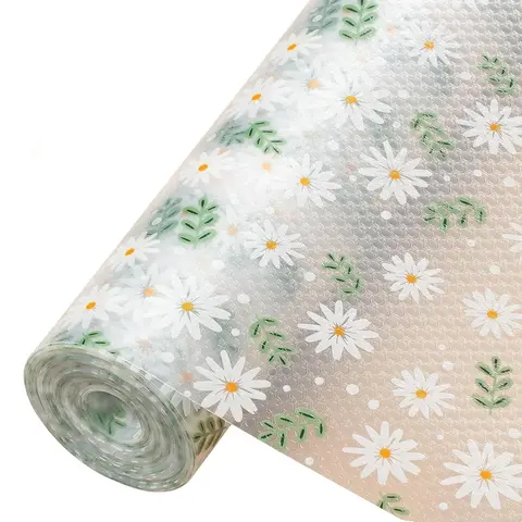 EVA Foam Shelf Liner Sheet - Transparent, Non-Slip, Waterproof, Odorless, Durable, Floral Modern Pattern, BPA-Free Organizer for Kitchen Cabinets (45*150cm/11.8x118-inch)