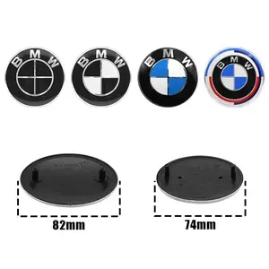 1/2Pcs ABS 82mm/74mm Car Emblem Hood Badge Front Rear Trunk Logo Car Styling For BMW E34 E46 E39 E38 E90 E60 E36 F30 F30 F10 E92 E38 E91 Accessories