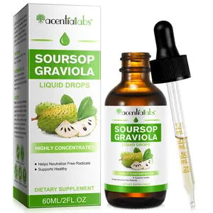 Acentiallabs Organic Soursop Graviola Liquid Drop, Soursop Bitters Liquid for Boost, Relax, Liver and Sleep, Sugar/Gluten Free | Natural Flavor |2 Fl Oz Healthcare Edible Fitness Supplement