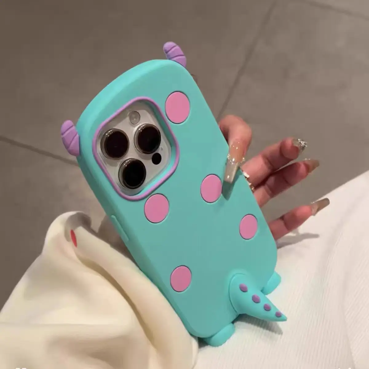 Cute Creative Little Monster Apple iPhone Case for iPhone 17 Pro Max 16 14 15 Pro 13 Full Coverage Shockproof Protective Shell with Fun Design