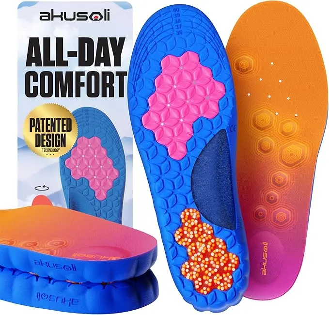 Akusoli CloudCush Orthopedic Insoles for Men and Women, Shock Absorbing Arch Support for Plantar Fasciitis, Heel and Arch Pain