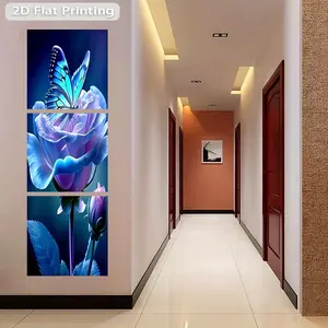 1 piece 2D flat design freely cut wall sticker 50x160 cm Blue Purple Butterfly Wall Sticker Self-adhesive wall stickers for decoration, suitable for refrigerators, cabinets and wardrobes, modern kit