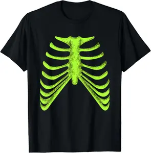 100%cotton Green Ribcage Skeleton Green Color Graphic T-Shirt