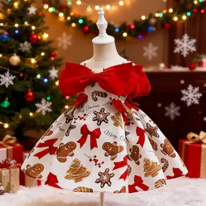 125 Cute and fun Christmas dress for baby girls with gingerbread man pattern Perfect as a Christmas gift